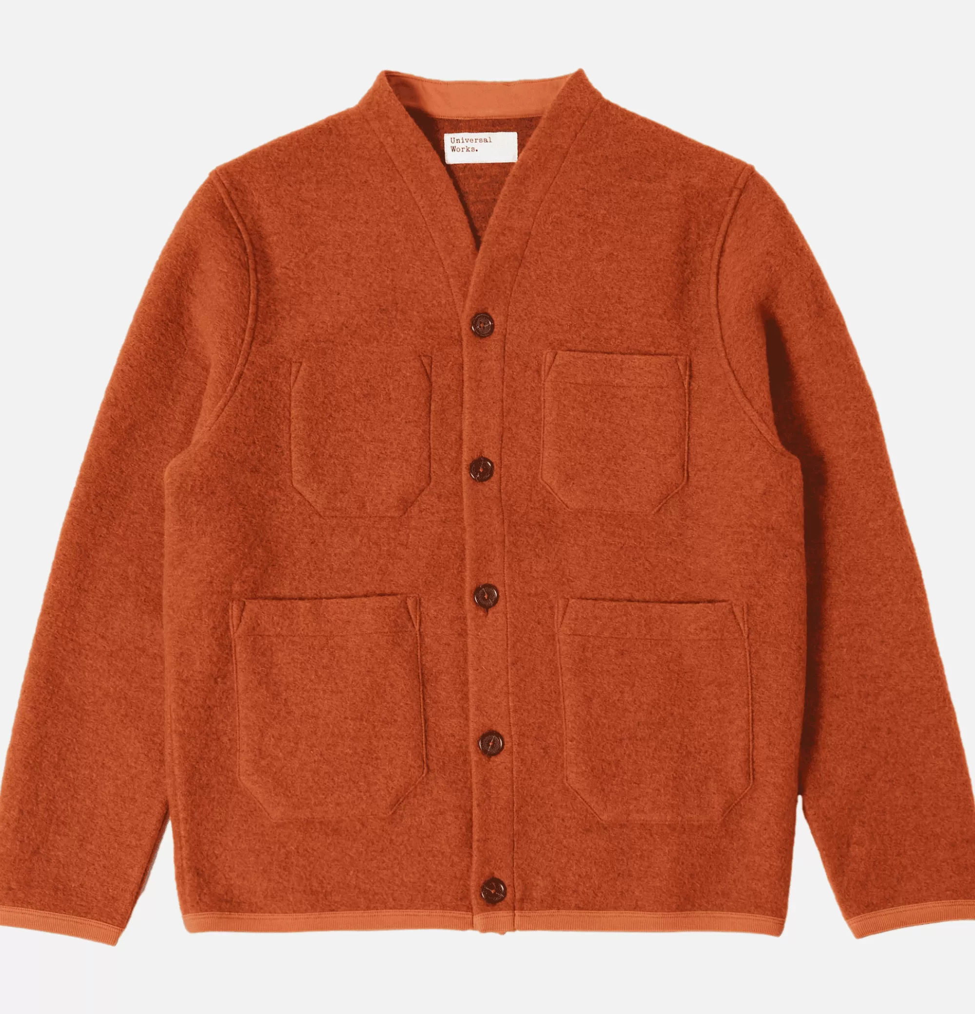 UNIVERSAL WORKS Cardigan Wool Orange^ Pulls & Cardigans