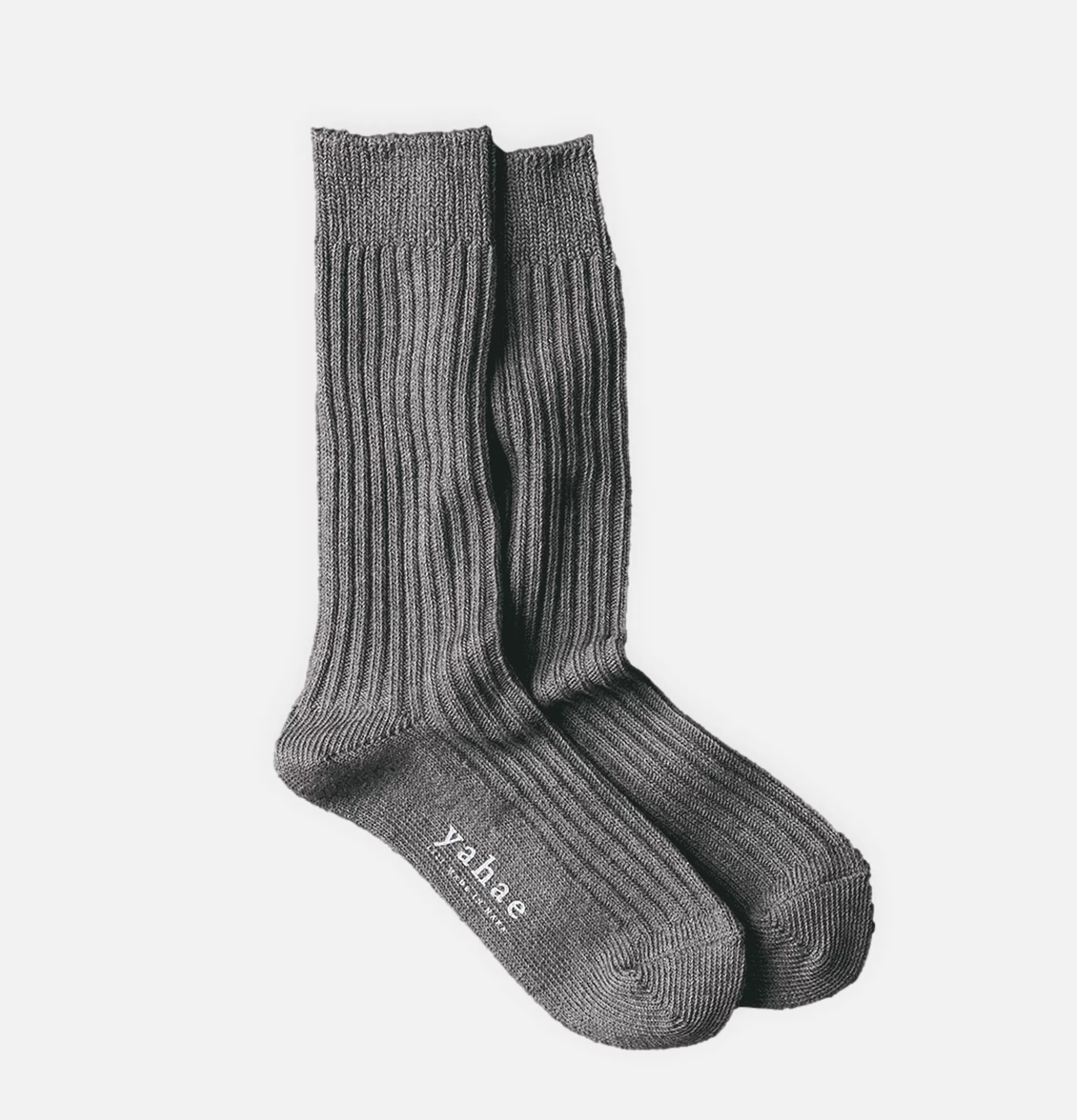 YAHAE Chaussettes Yak Ribbed Grey^Homme Chaussettes