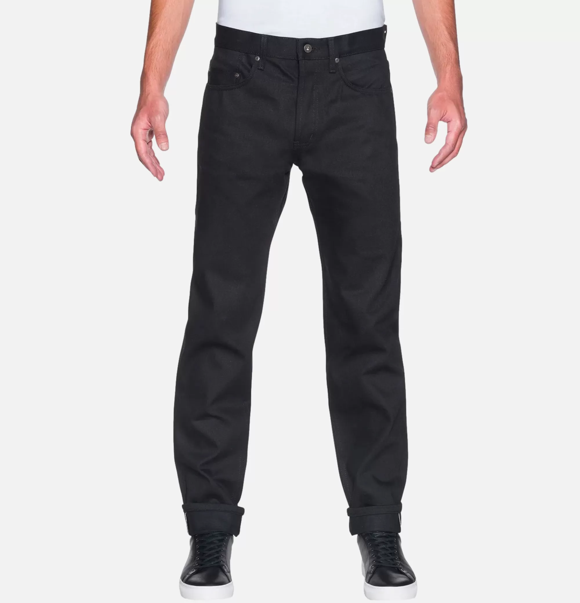 NAKED & FAMOUS Easy Guy Solid Black Selvedge^ Jeans