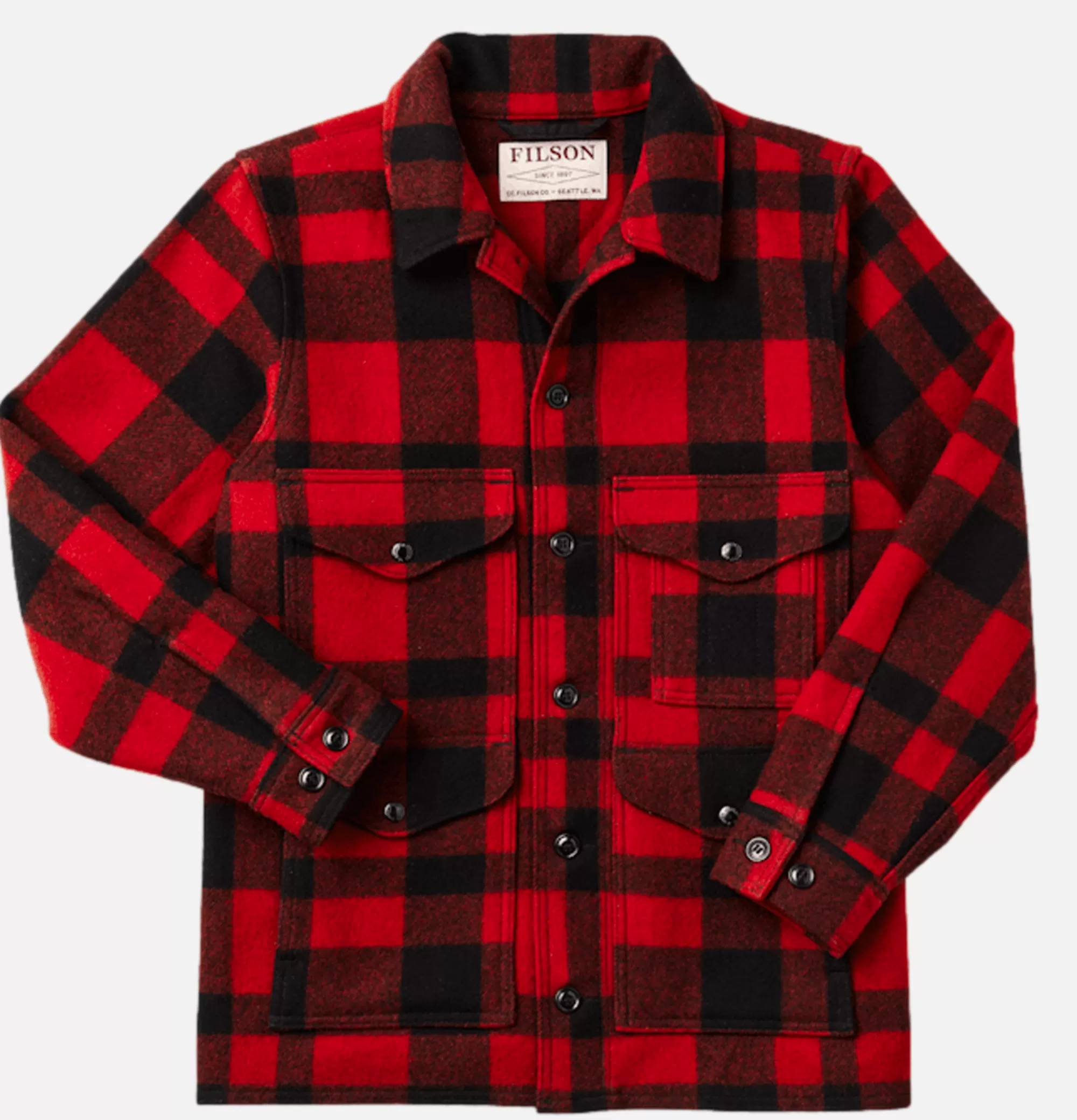 FILSON Mackinaw Cruiser Red Black^ Blousons & Manteaux