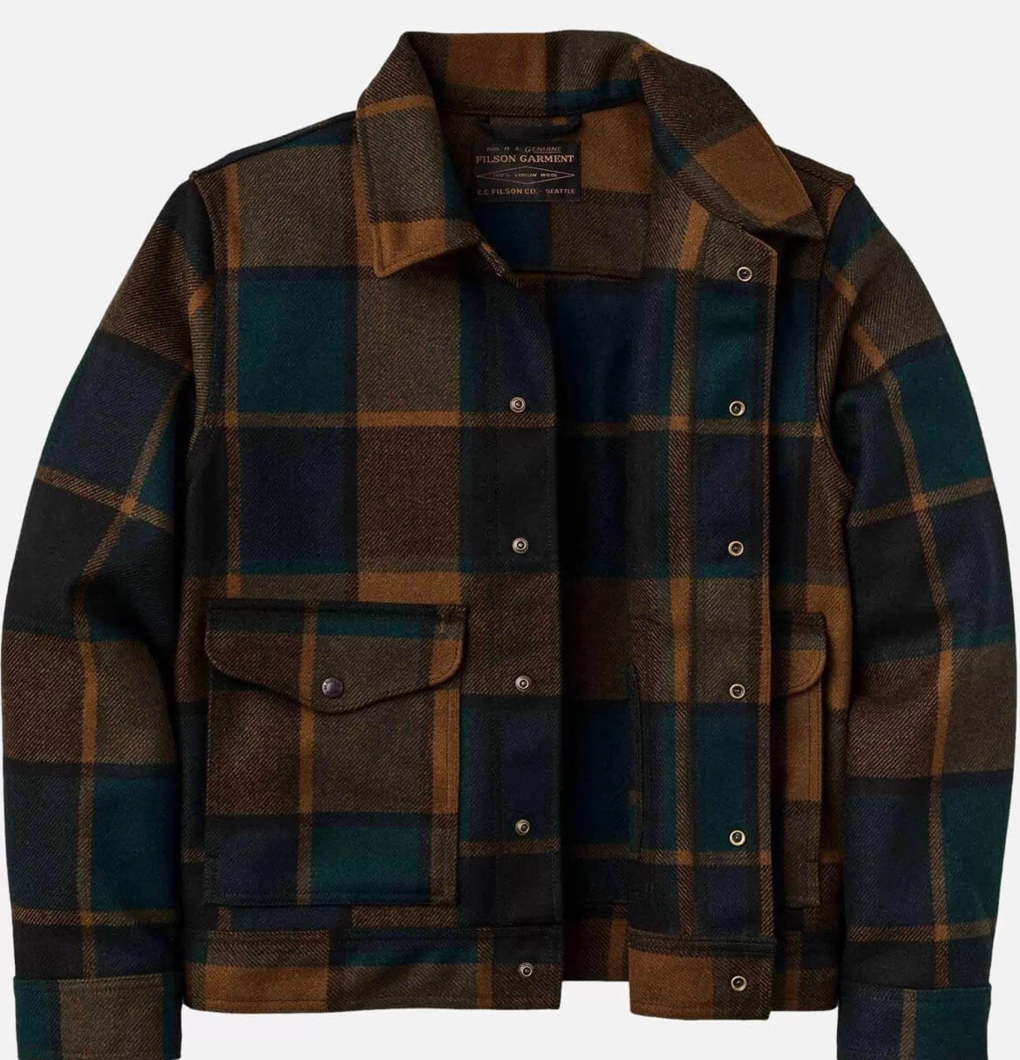 FILSON Mackinaw Wool Work Plaid Green^ Blousons & Manteaux