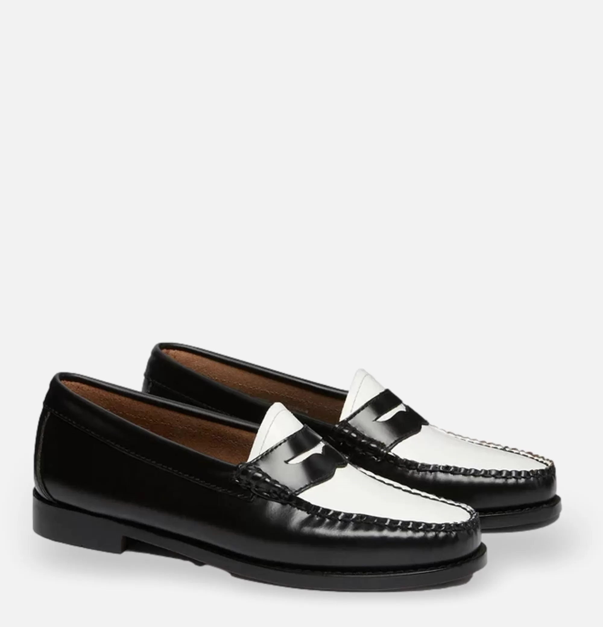 G.H. BASS Mocassin Weejuns Black & White Leather^Homme Chaussures