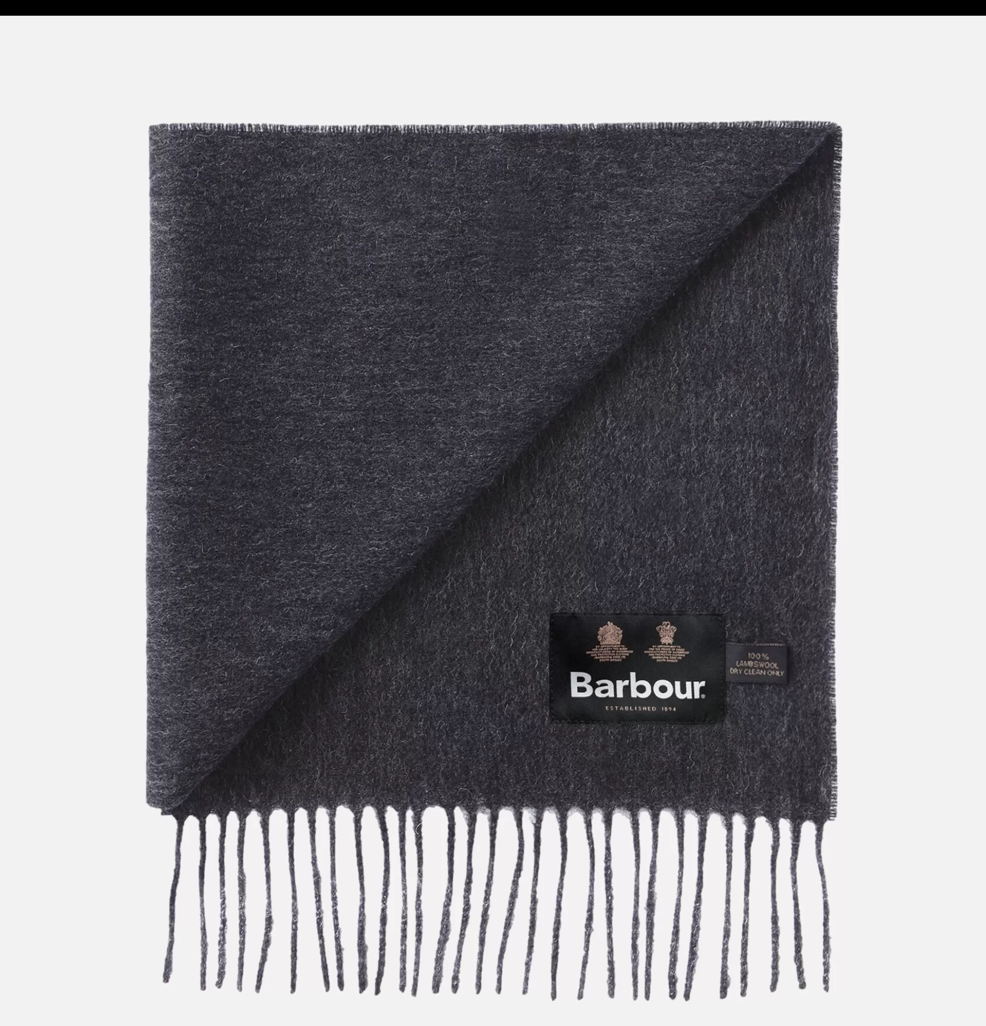 BARBOUR Plain Lambswool Scarf Charcoal^ Gants • Bonnets • Echarpes