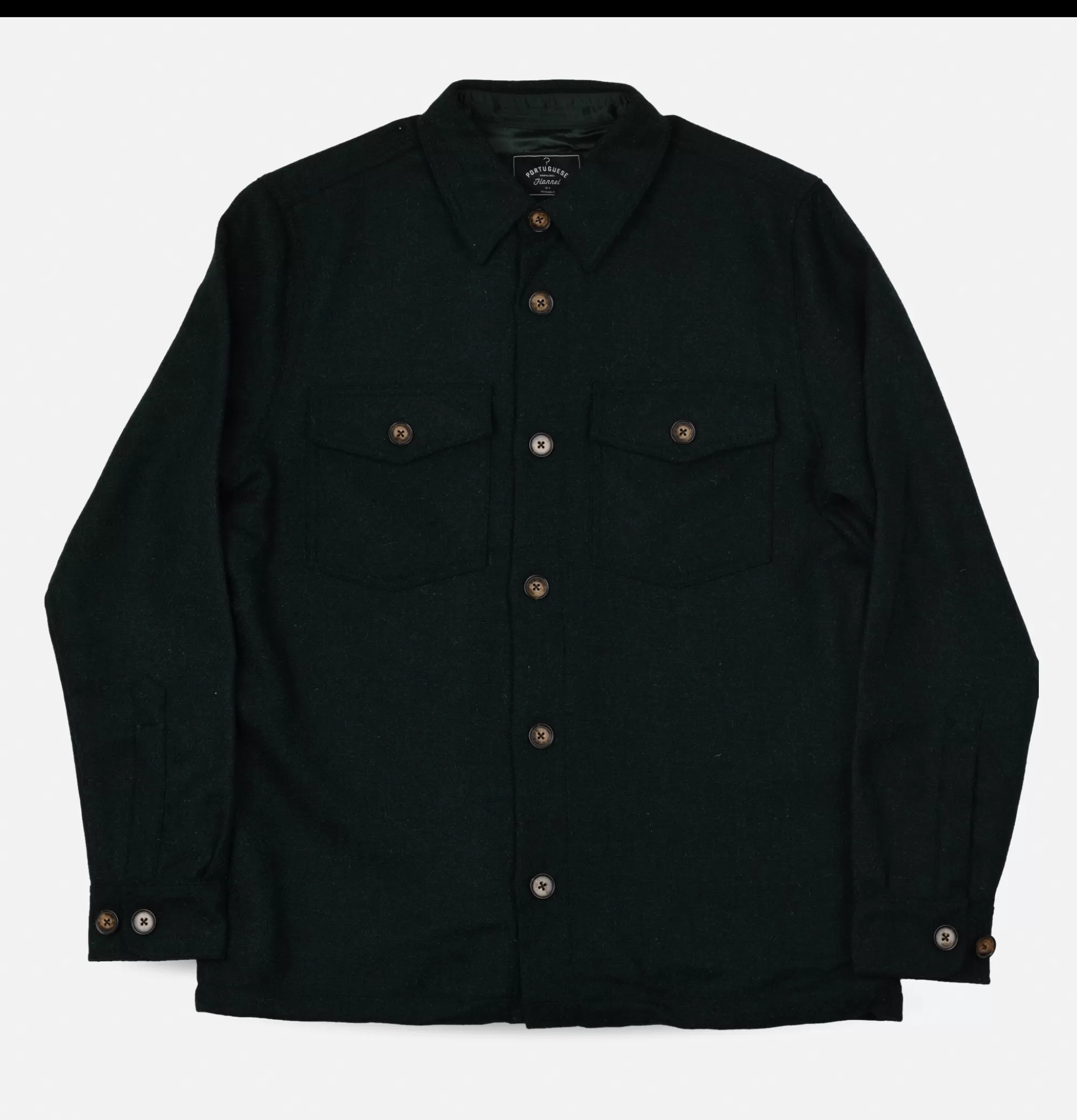 PORTUGUESE FLANNEL Surchemise Wool Field Forest Green^ Chemises & Polos