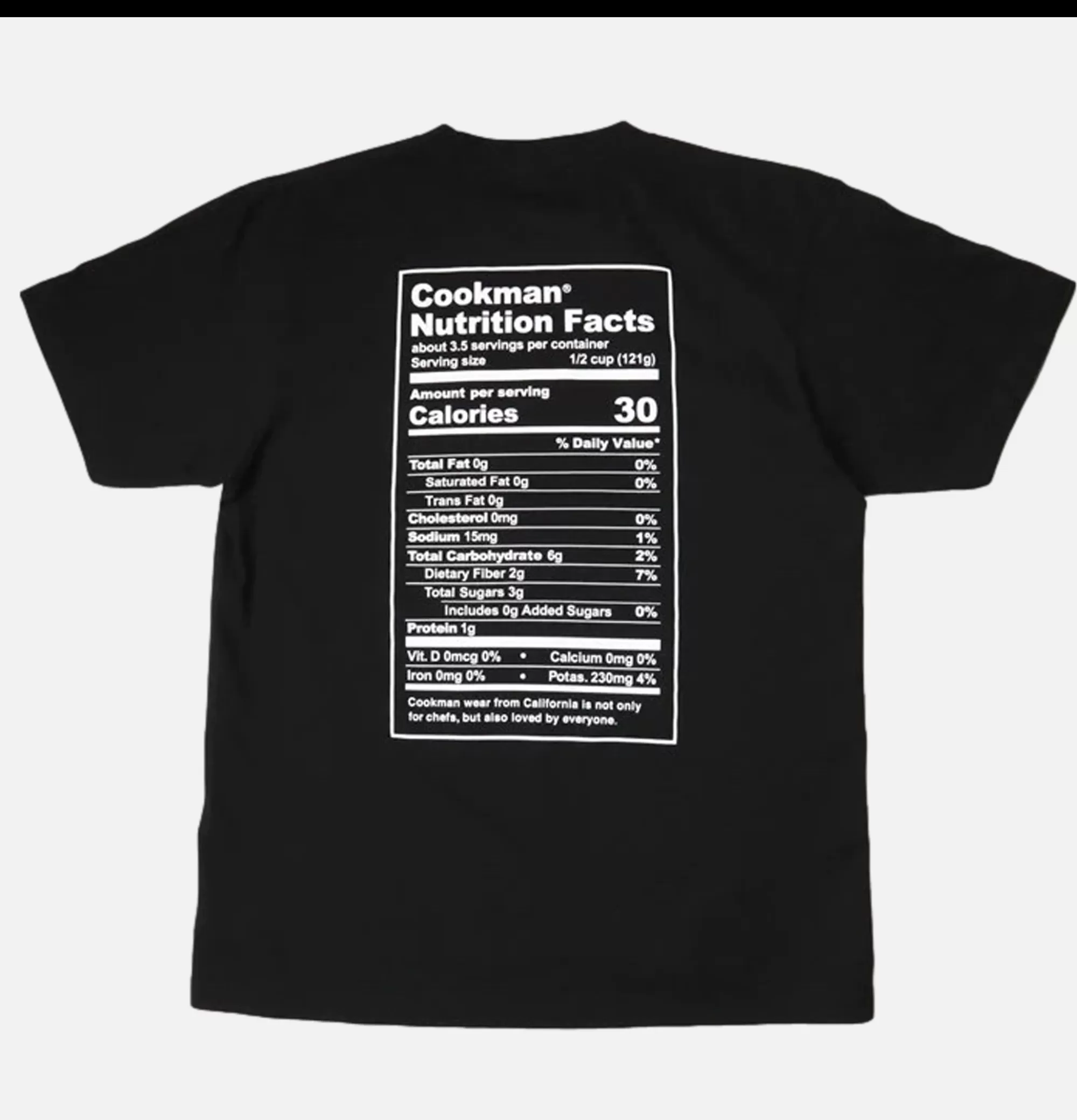 COOKMAN Tee Shirt Nutrition Facts Black^ T-Shirts