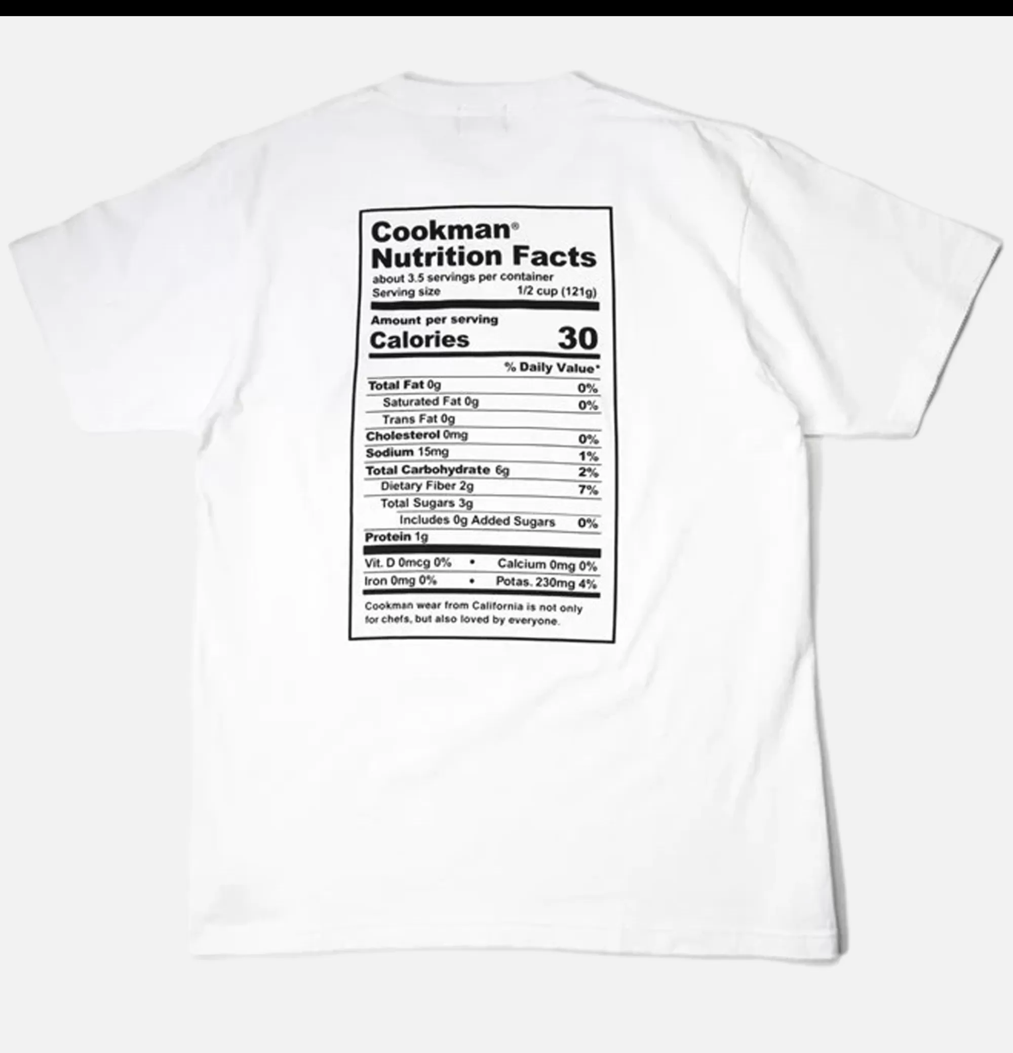 COOKMAN Tee Shirt Nutrition Facts White^ T-Shirts