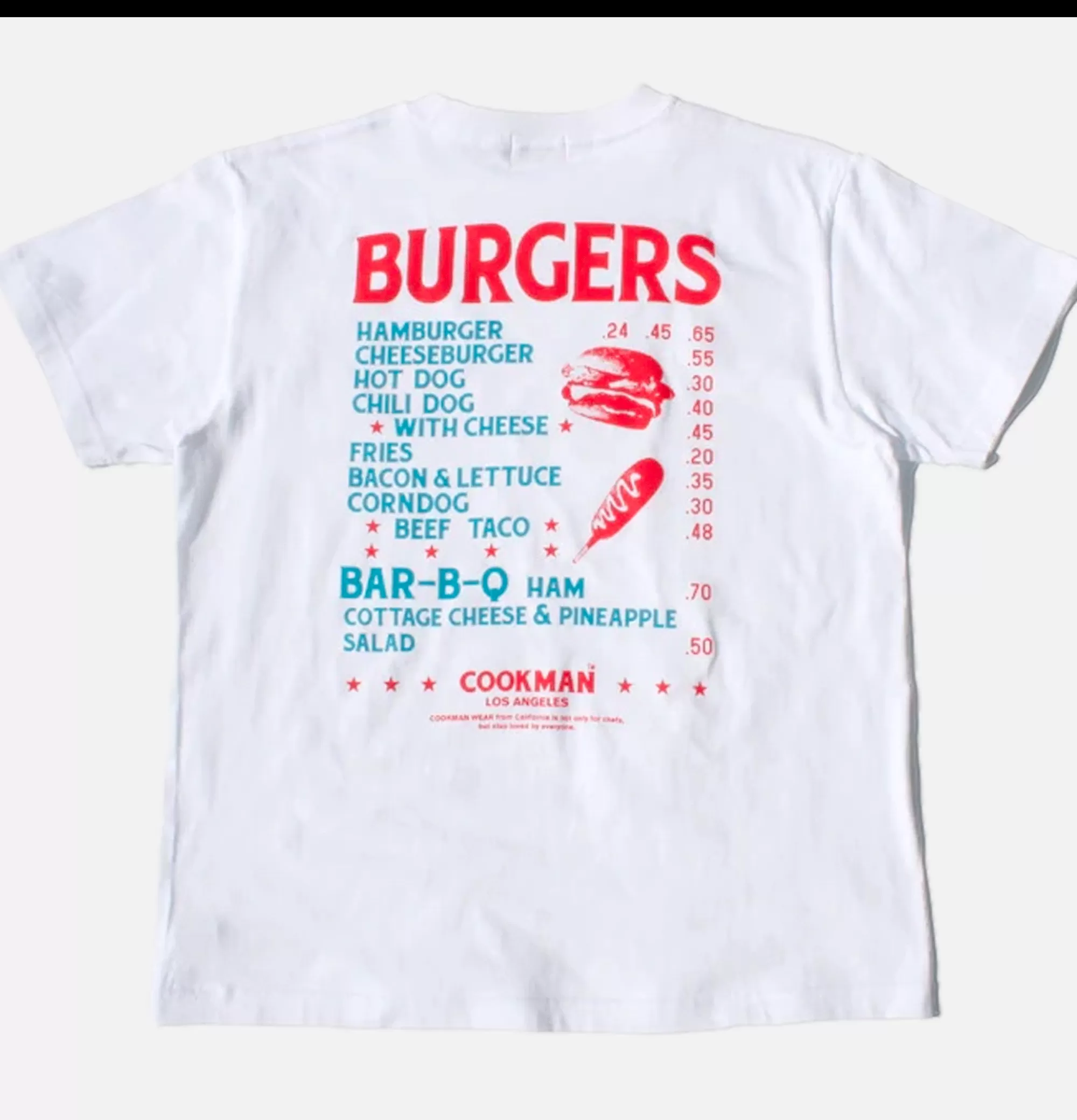 COOKMAN Tee Shirts Burgers Menu White^ T-Shirts