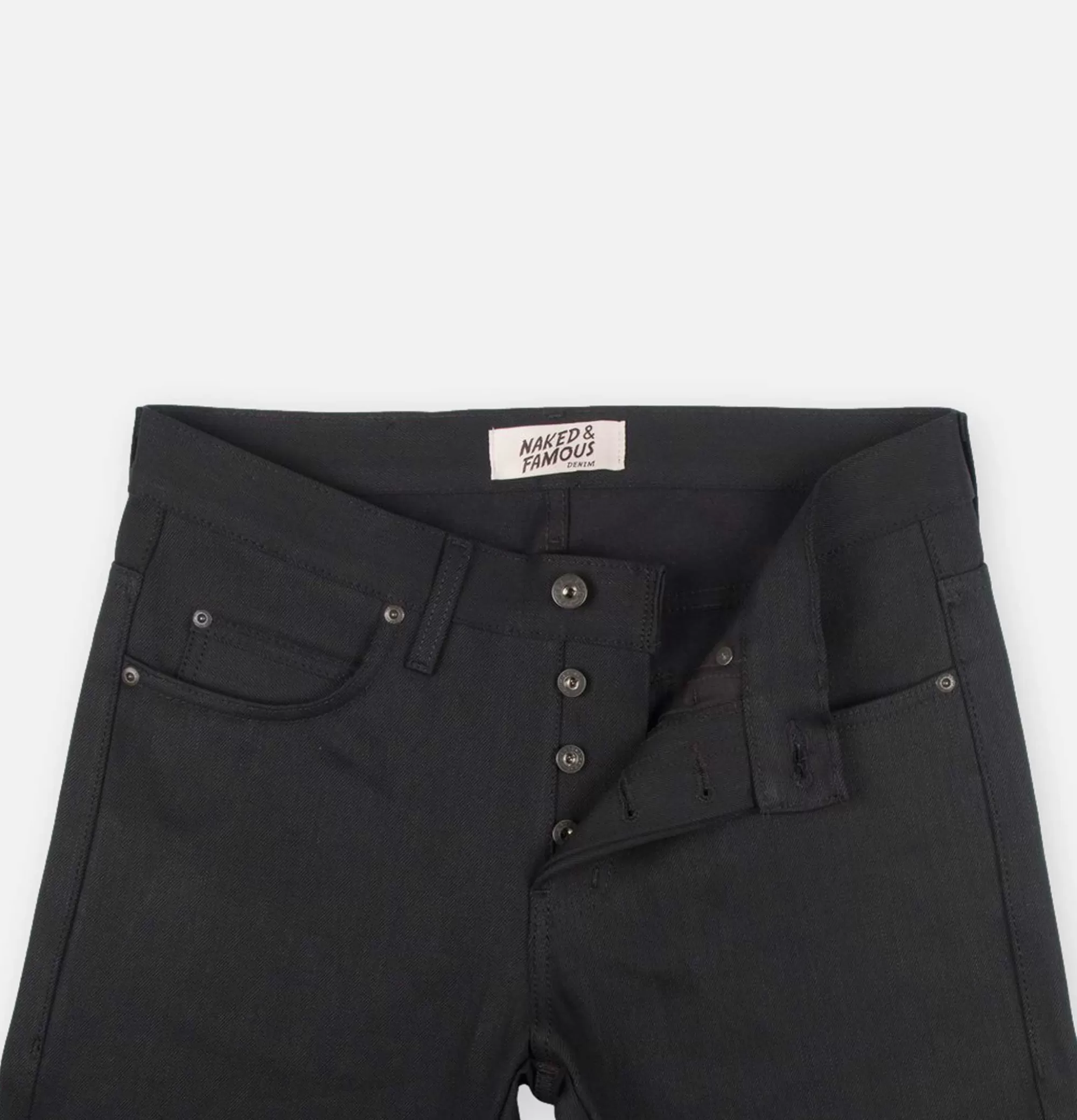 NAKED & FAMOUS Weird Guy Solid Black Selvedge^ Jeans