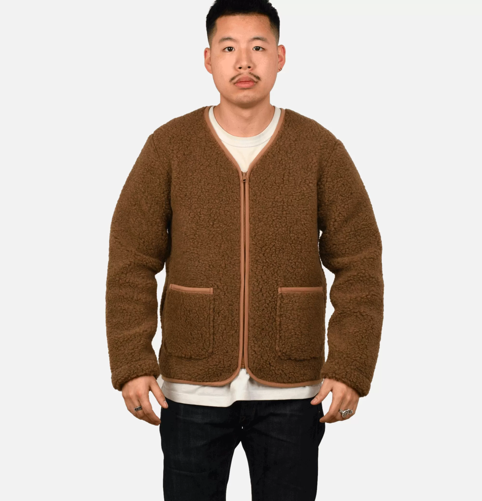 COLDBREAKER Zip Up Vee Cardigan Bark^ Sweats & Polaires