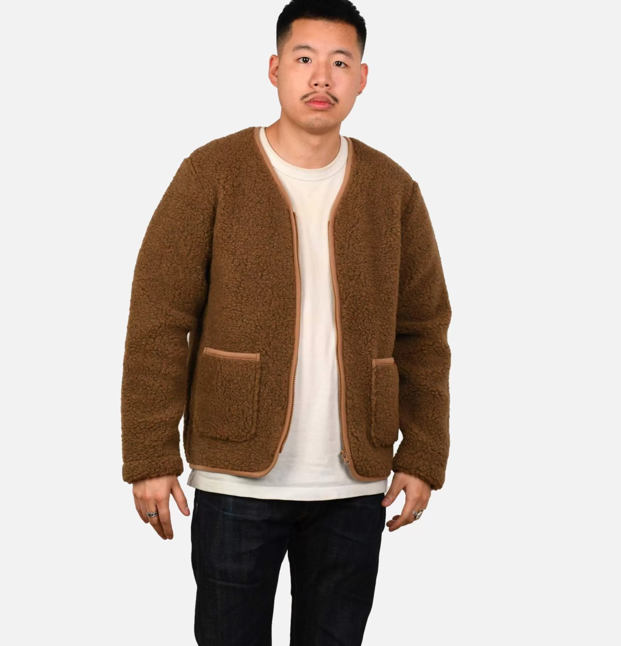 COLDBREAKER Zip Up Vee Cardigan Bark^ Sweats & Polaires